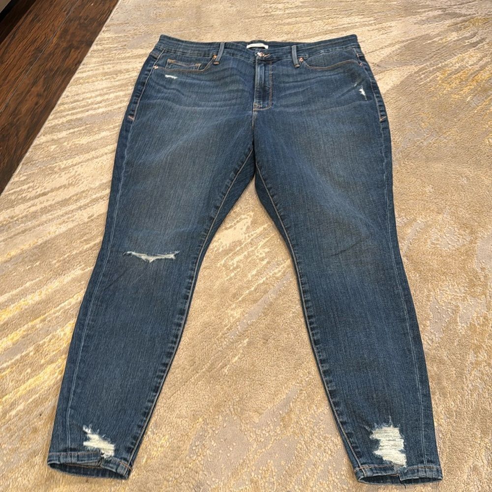 Good American  good waist  skinny jeans sz 16 distressed in EUC